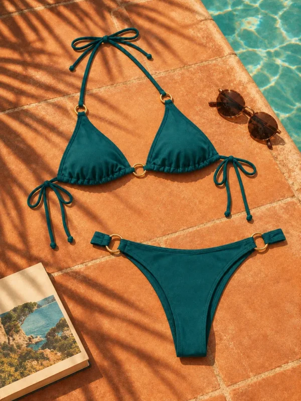 Comet Micro Triangle Top, worn on the beach