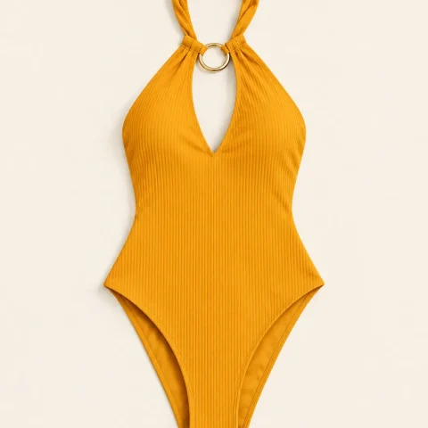 Corona Halter One-piece, laid flat, front view