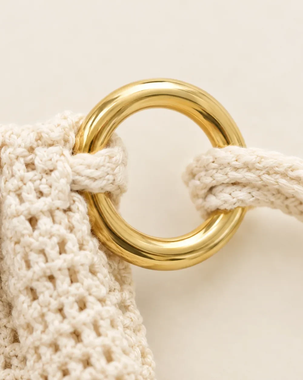 Crochet Ring Pouch, close-up of the gold ring