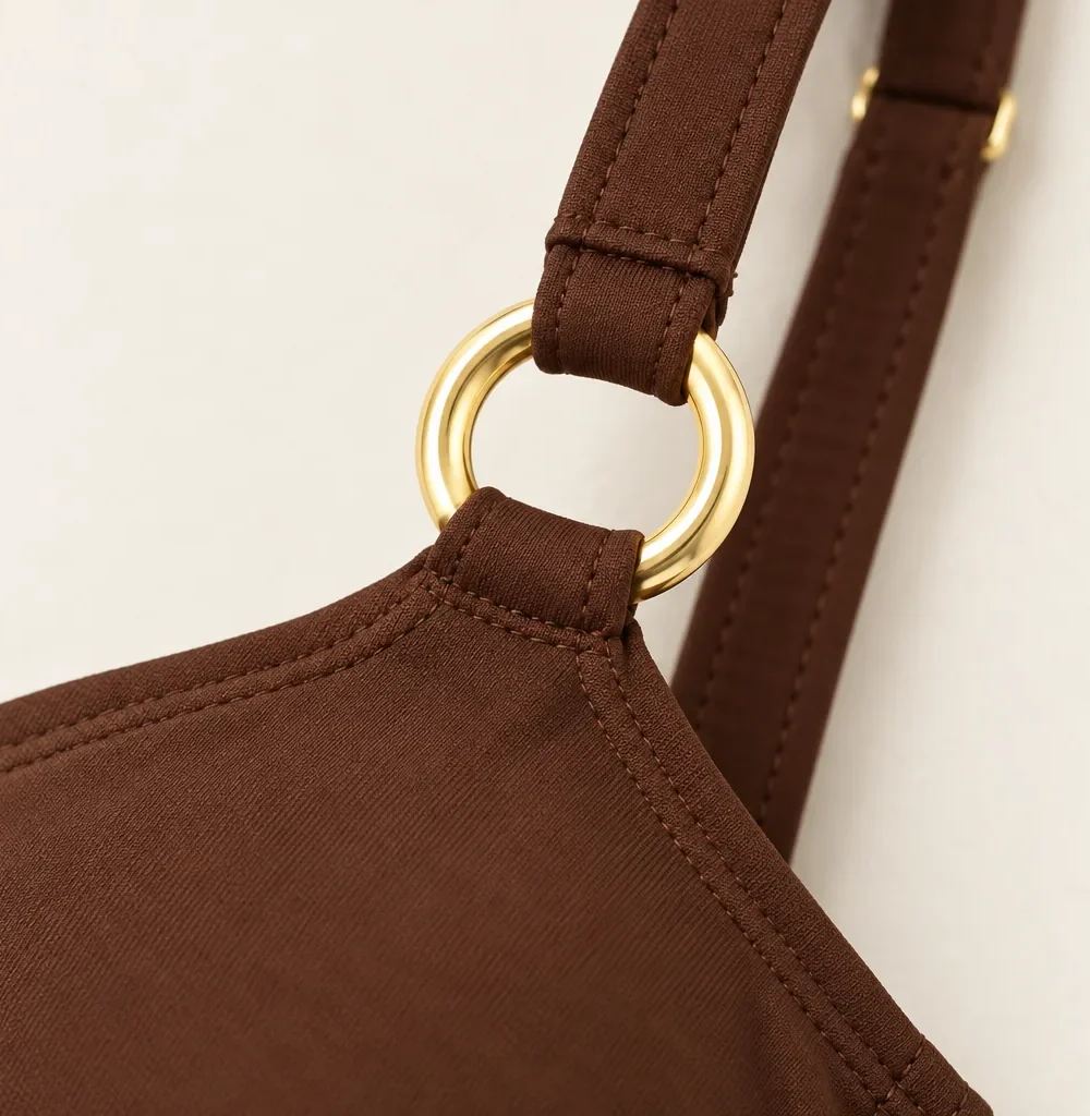 Eclipse Balconette Top, close-up of the gold ring