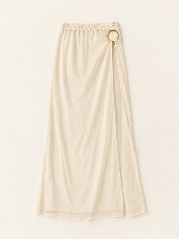 Halo Mesh Maxi Skirt, laid flat, front view
