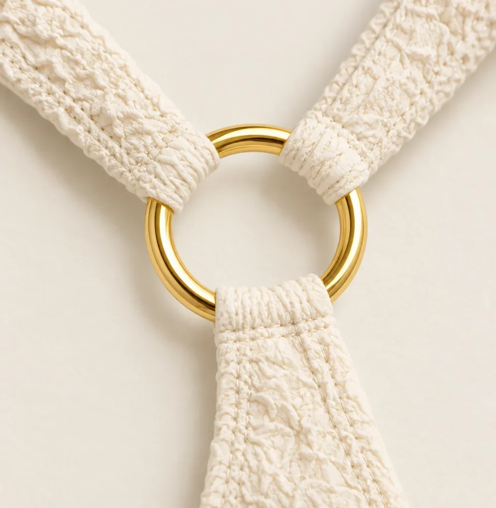 Lune Open-back One-piece, close-up of the gold ring