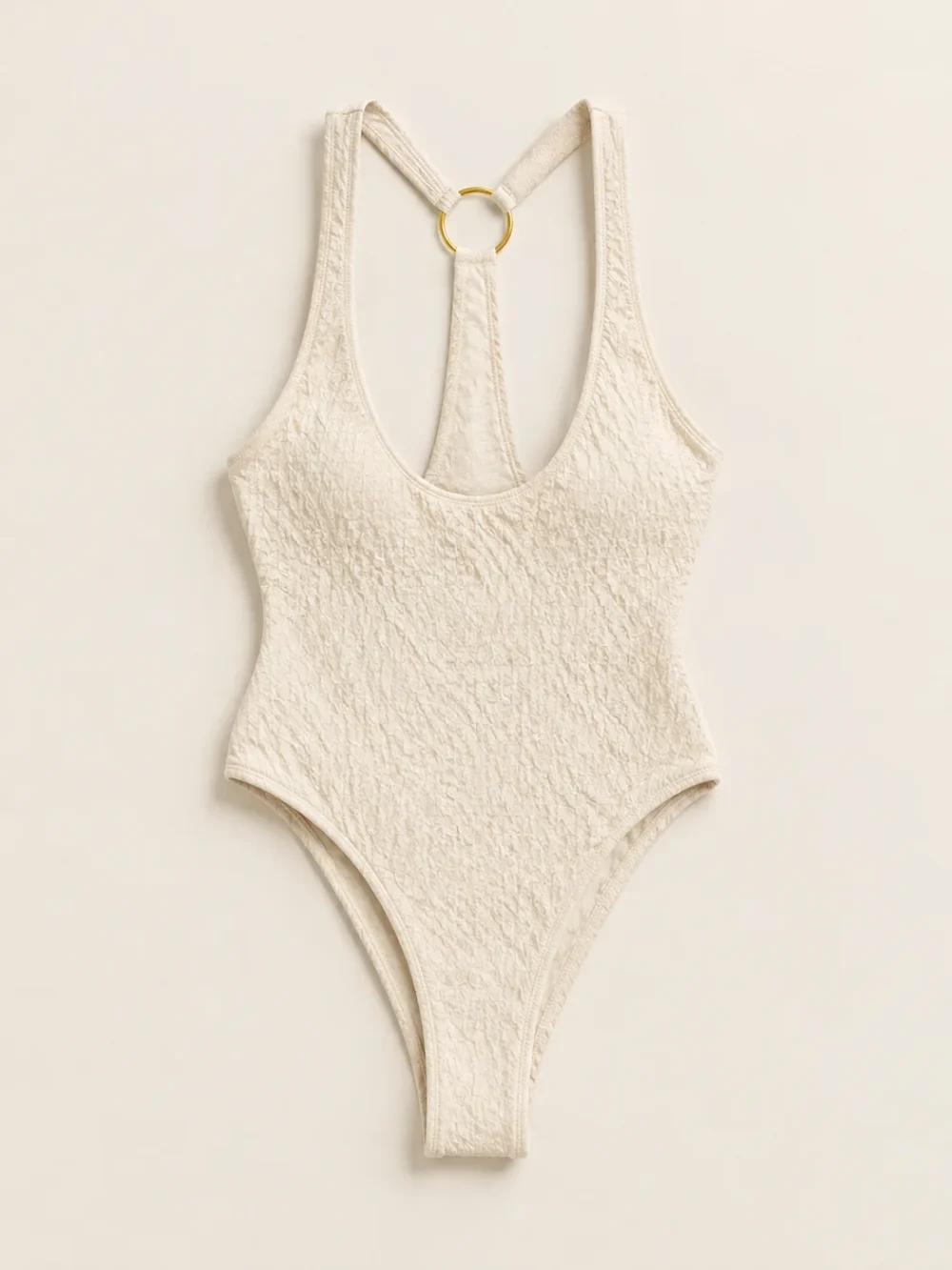 Lune Open-back One-piece, laid flat, front view
