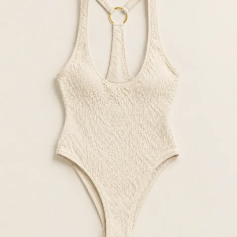 Lune Open-back One-piece, laid flat, front view