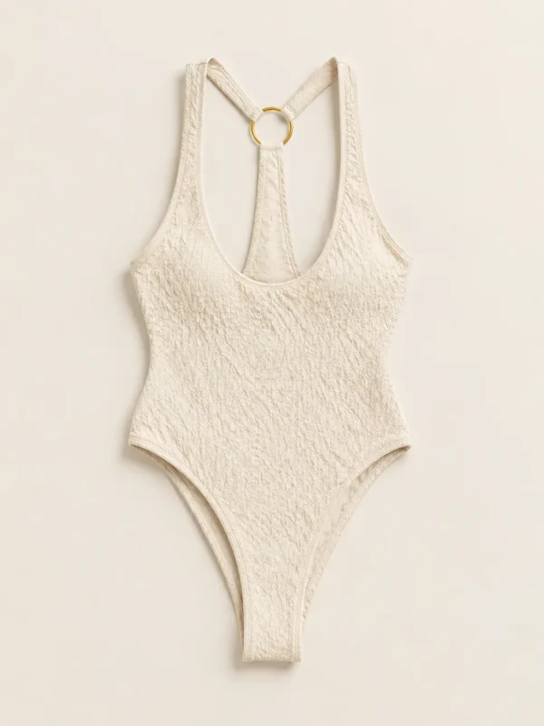 Lune Open-back One-piece, laid flat, front view