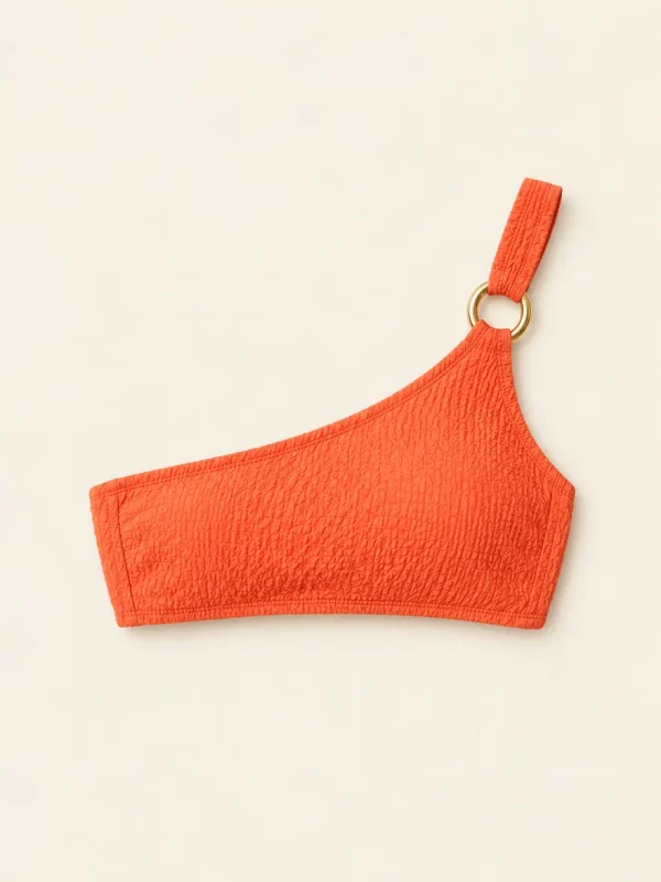Lune One-shoulder Top, laid flat, front view