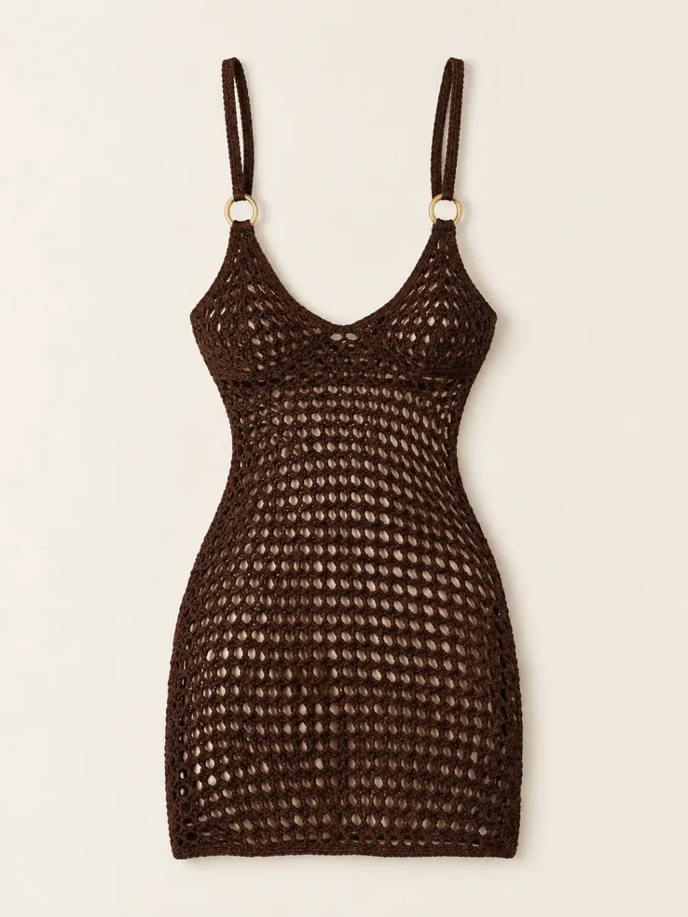 Orbit Crochet Mini Dress, laid flat, front view