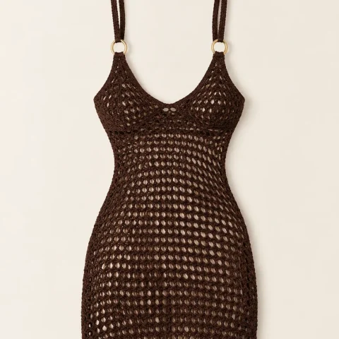 Orbit Crochet Mini Dress, laid flat, front view