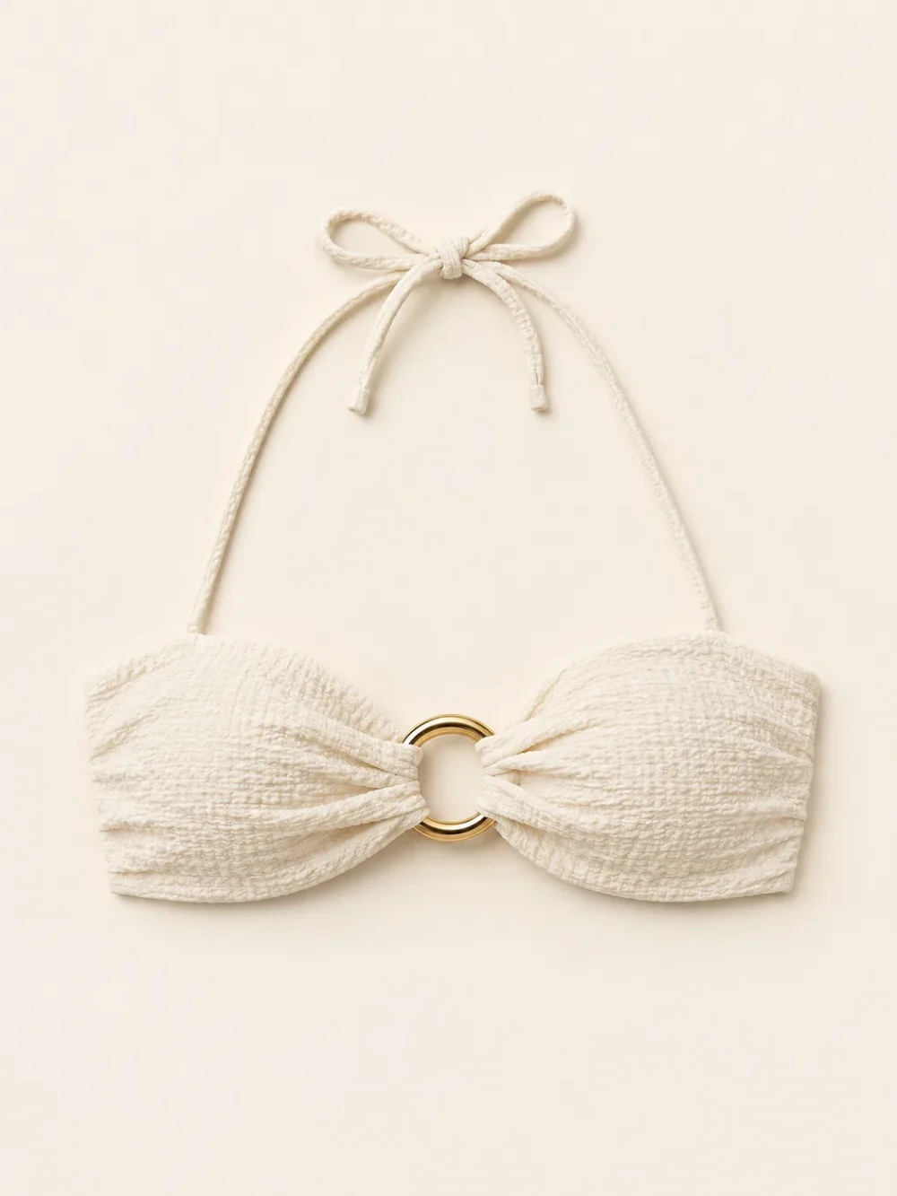 Orbit Twist Bandeau Top, laid flat, front view