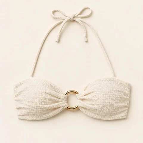 Orbit Twist Bandeau Top, laid flat, front view