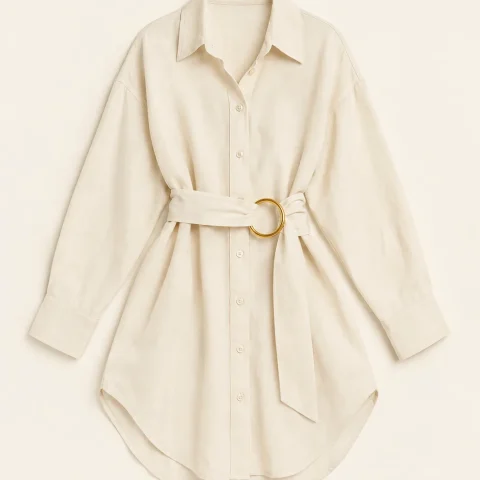 Ring-belt Beach Shirt, laid flat, front view