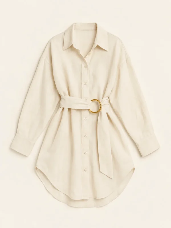 Ring-belt Beach Shirt, laid flat, front view