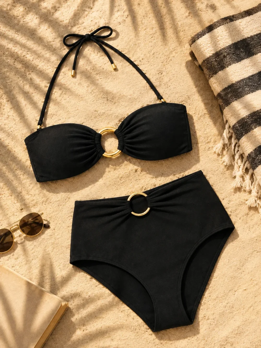 Saturn Bandeau Top, worn on the beach