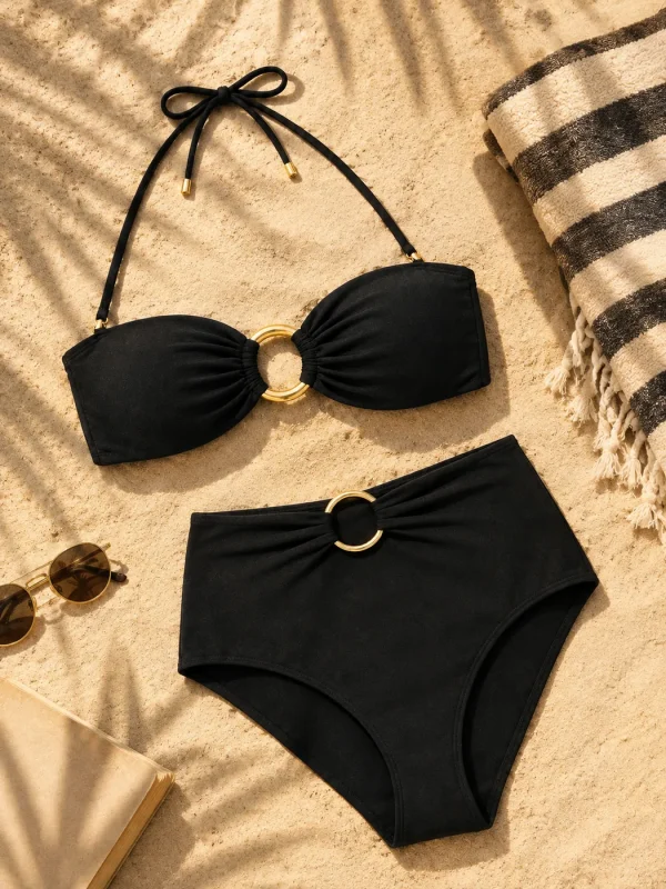 Saturn Bandeau Top, worn on the beach