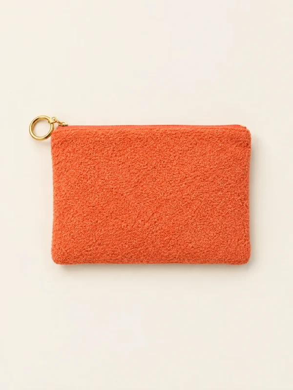 Ring-zip Terry Pouch, laid flat, front view