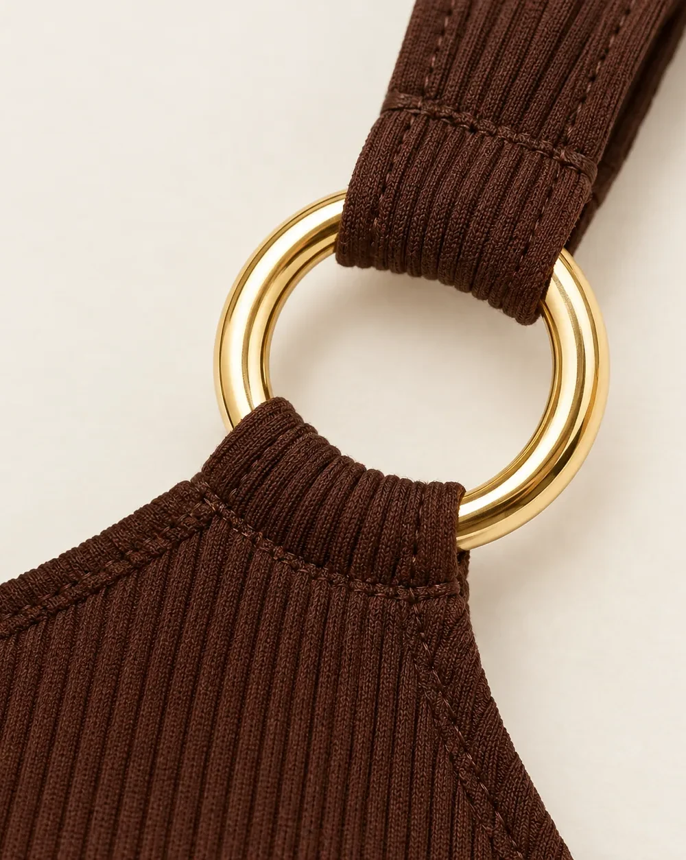 Zenith One-shoulder One-piece, close-up of the gold ring