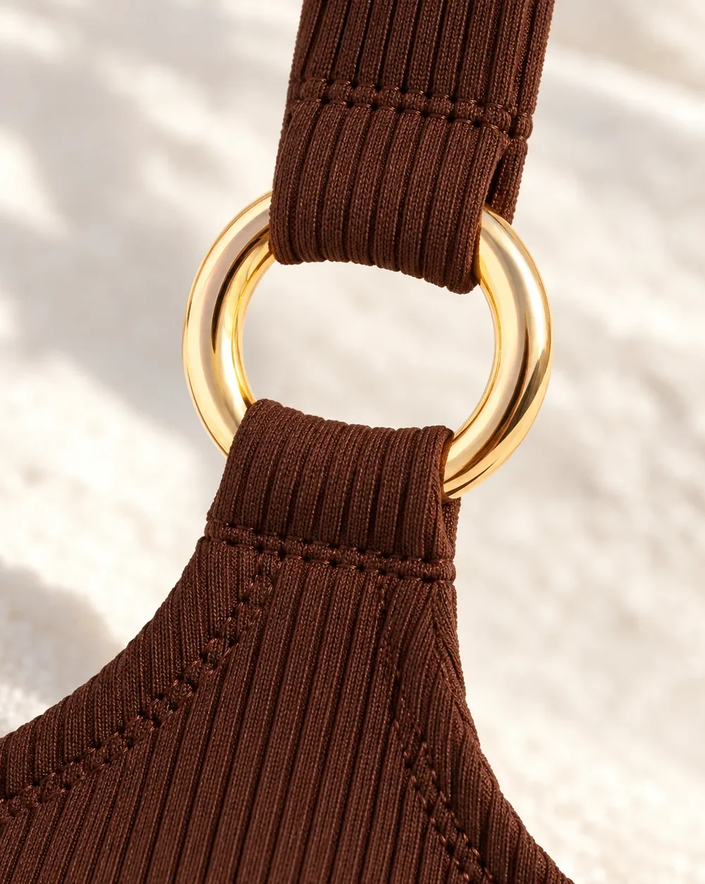 Zenith Square-neck Top, close-up of the gold ring